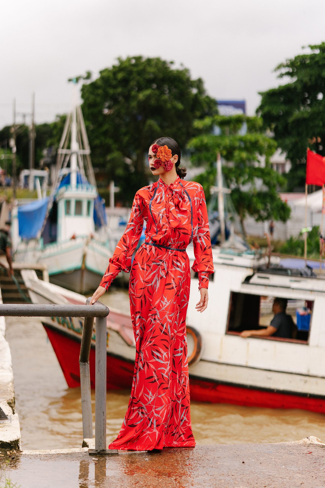 Waters of March - Red floral maxi dress